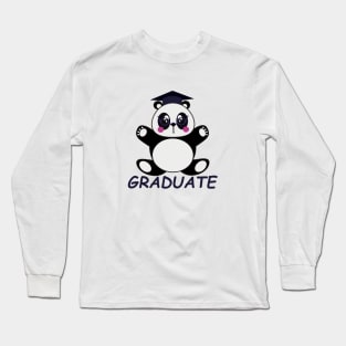 Cute Kids Panda in Graduation Cartoon Long Sleeve T-Shirt